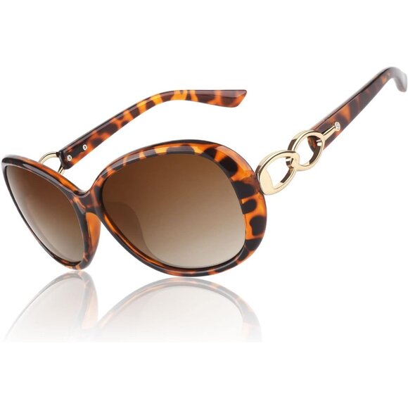 🆕 Women Brown Trendy Oversized Sunglasses Ladies Polarized Big Frame Shades - Picture 1 of 6